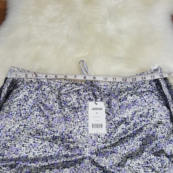 Grey Jason Wu Lace Trim Satin Runner PJ Shorts XL - Picture 3 of 9